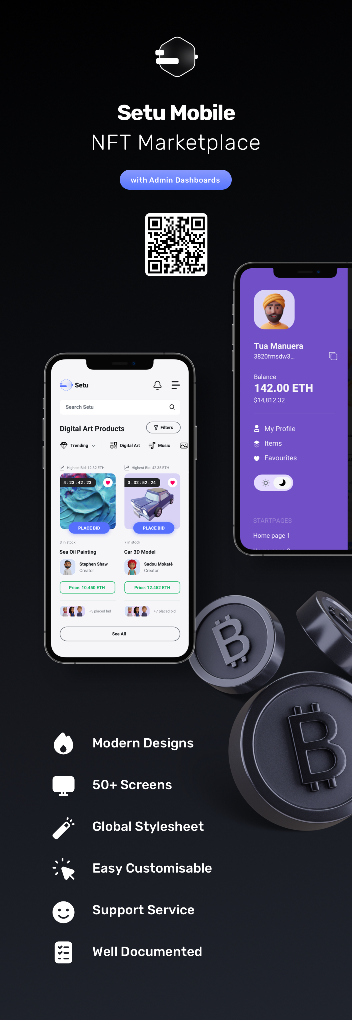Setu M - Figma NFT Marketplace with Admin Dashboards - 1